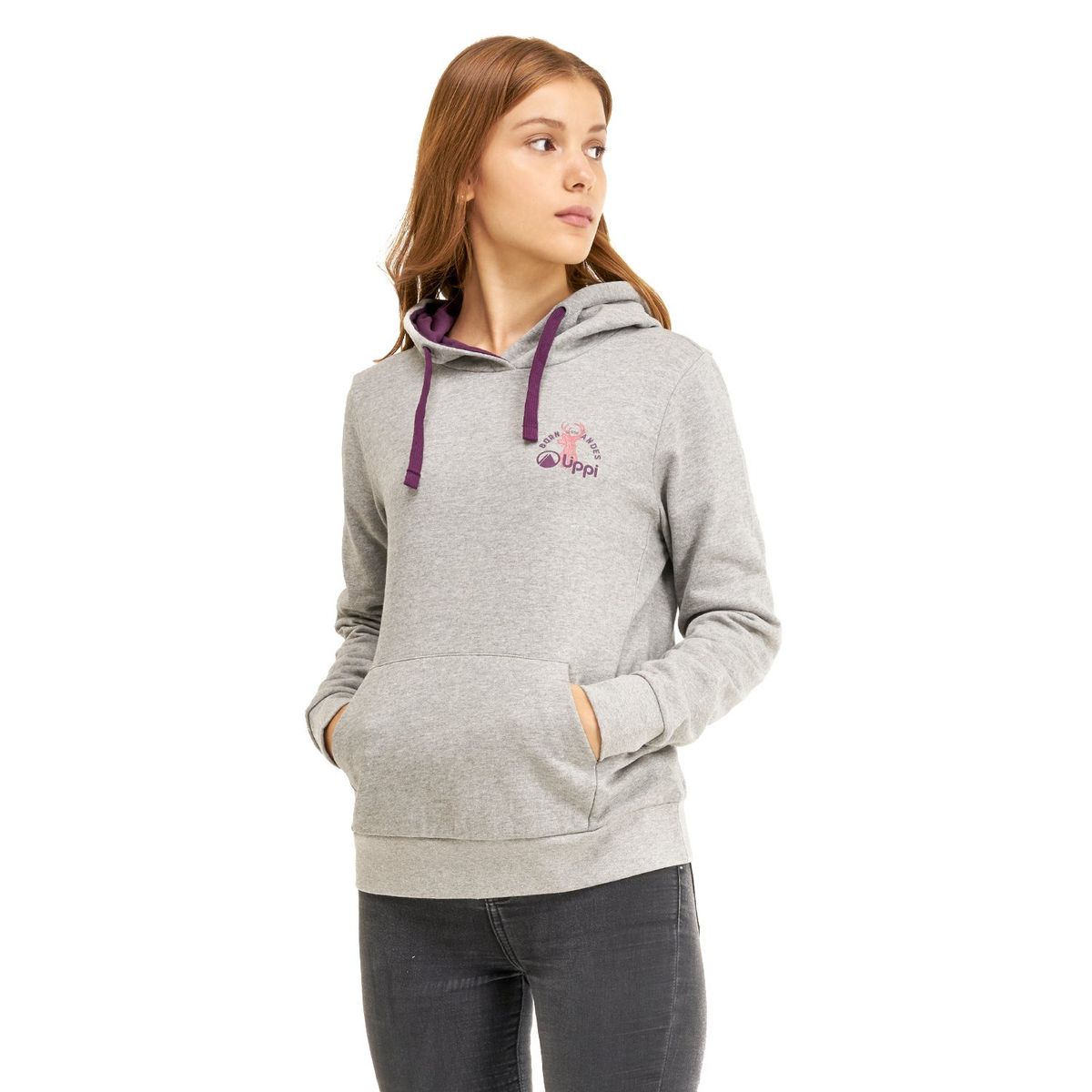 LIPPI - Poleron Mujer Insigne Hoody Sweatshirt Melange Gris Lippi
