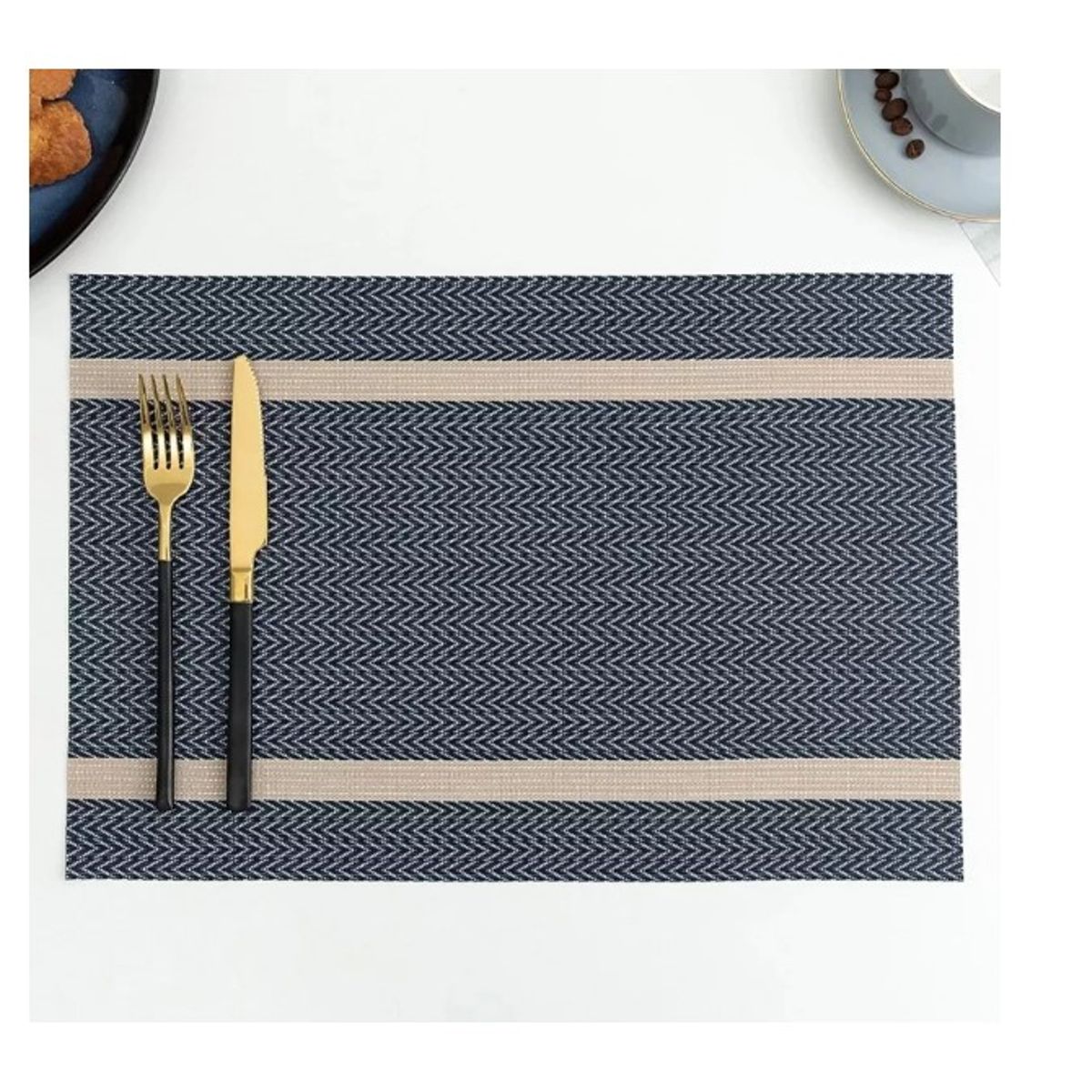 GENERICO - Set 6 Individuales De Mesa Rectangular Diseños Azul