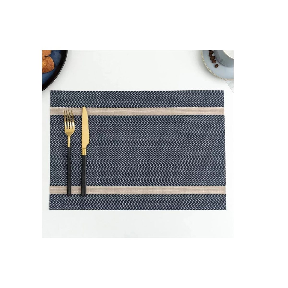 GENERICO - Set 6 Individuales De Mesa Rectangular Diseños Azul