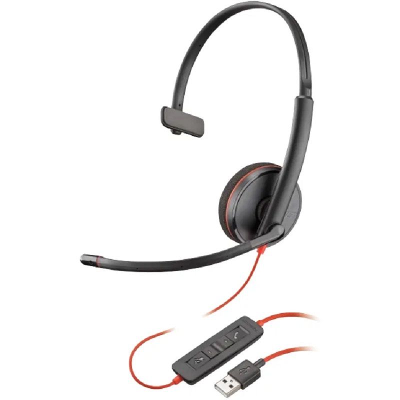 POLY - Audifonos Poly Blackwire 3210 Monaural Alambrico Usb-A Negro