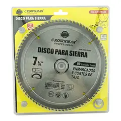 GENERICO - Disco De Corte Sierra 7 14 185mm 80 Dientes Crownman