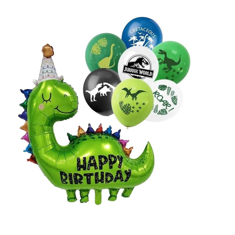 GENERICO - Set de Globos foil + látex Dinosaurio  para cumpleaños