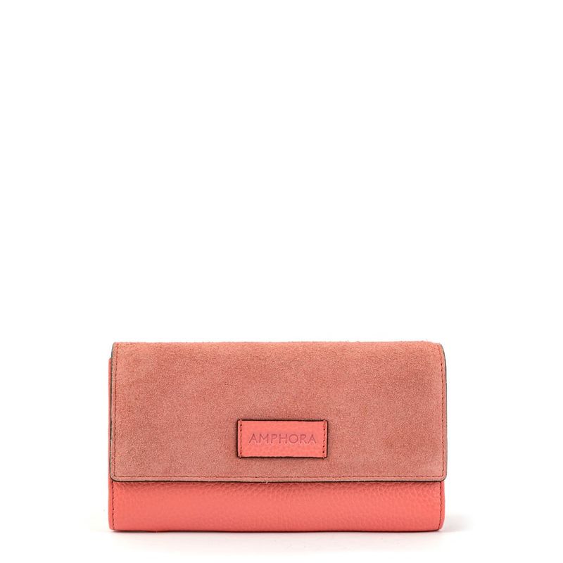 AMPHORA - Chequera con flap nile coral