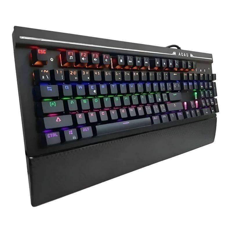 GENERICO - Teclado gamer AOAS AS-808 color negro con luz RGB.