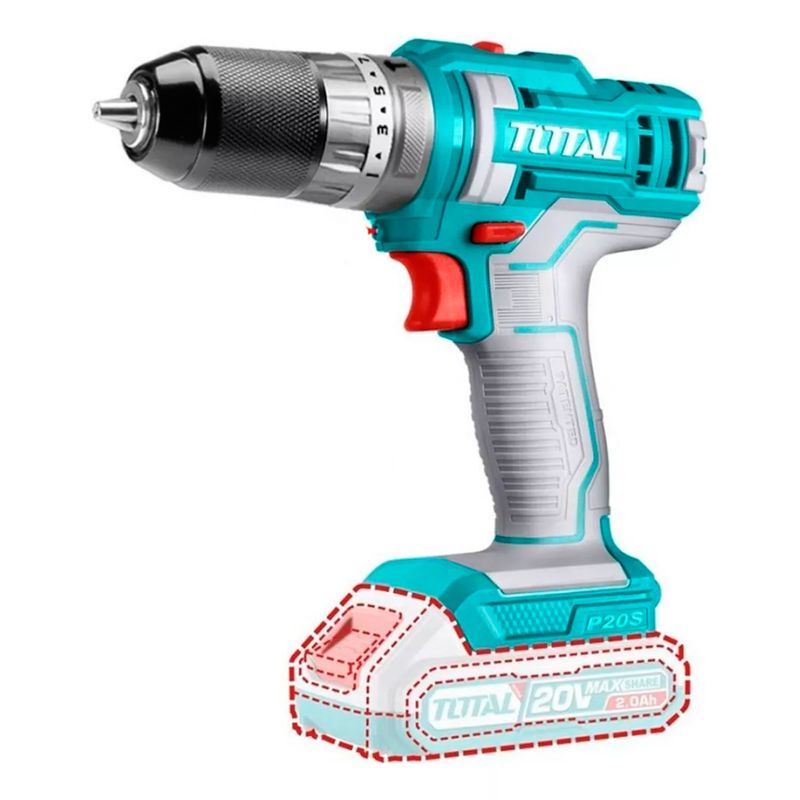 TOTAL TOOLS - Taladro Atornillador Percutor 10mm 20v Total Tidli201455.