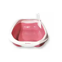 GENERICO - Arenero Grande Para Gatos Bandeja Sanitaria Para Gato Rosa.