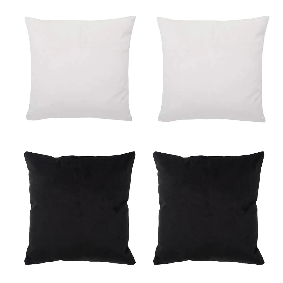 MASEL - Set 4 Cojines combinados  40X40  Felpa velvet  Ivory y Negro