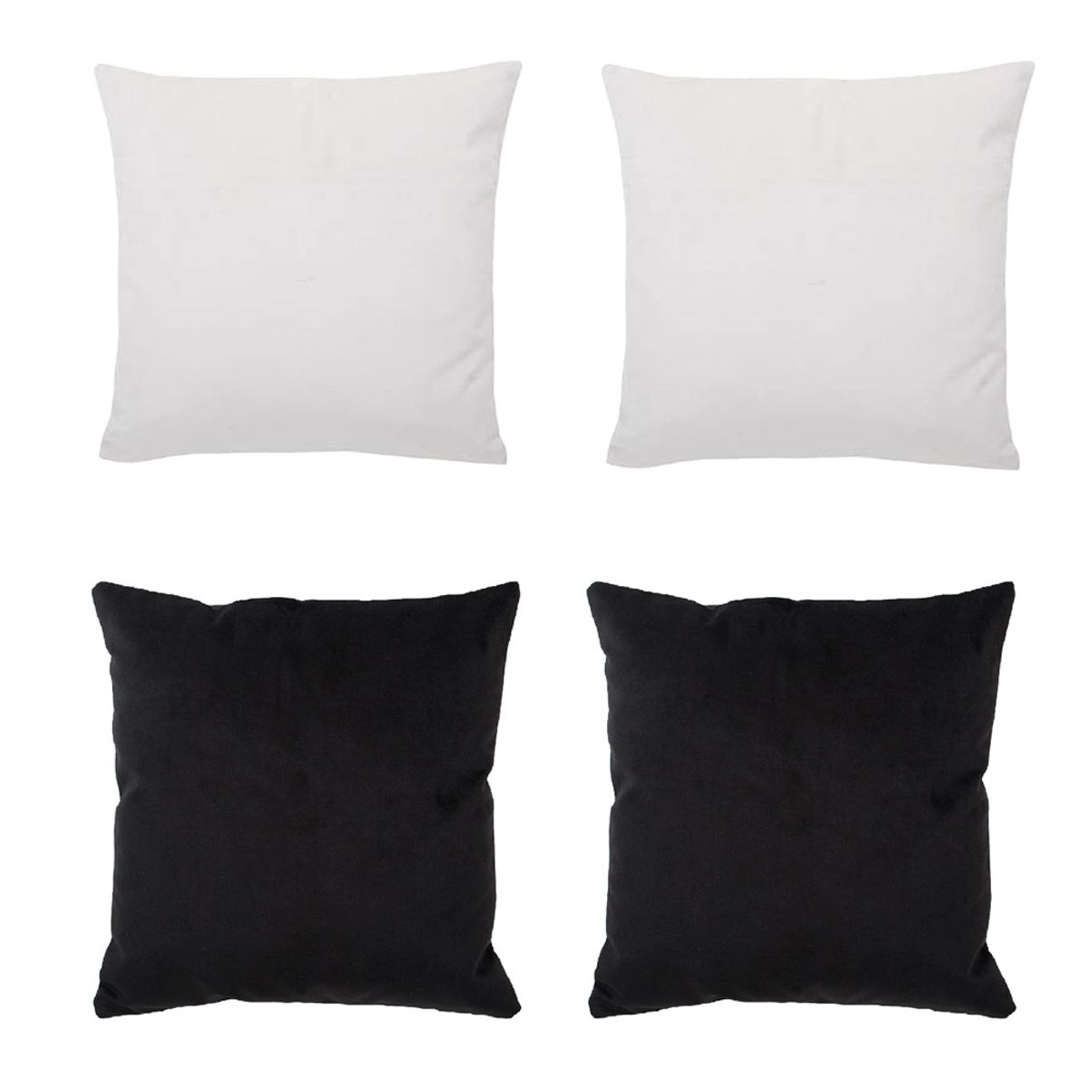 MASEL - Set 4 Cojines combinados  40X40  Felpa velvet  Ivory y Negro
