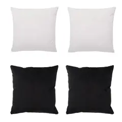 MASEL - Set 4 Cojines combinados 40X40 Felpa velvet Ivory y Negro
