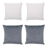 Set 4 Cojines combinados 40X40 Felpa velvet Ivory y Gris