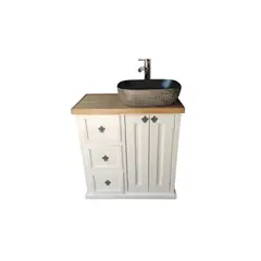 GENERICO - Vanitorio Rustico 80 Bicolor Blanco Arena Plateada