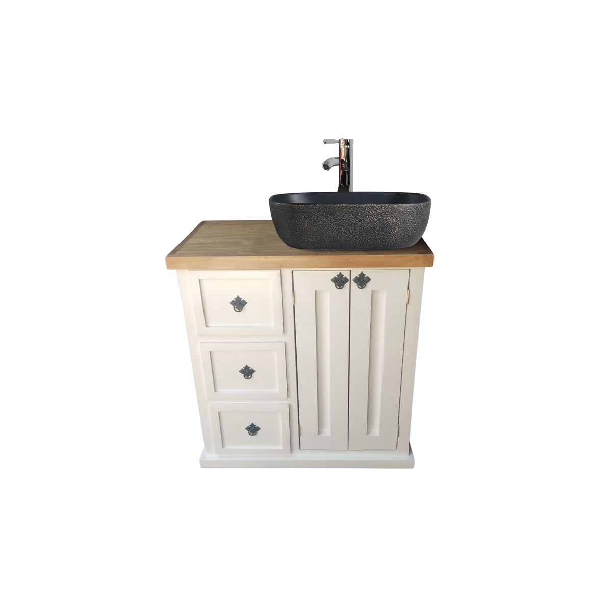 CASAHOGGAR - Vanitorio 80 Rustico Bicolor Blanco Arena Dorado