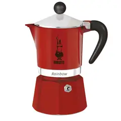 BIALETTI - Cafetera Moka Rainbow Roja 6 Tazas 250ml