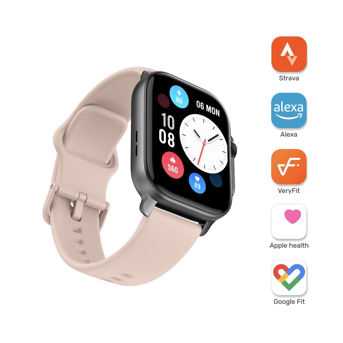 LHOTSE - Pack Smartwatch Connect S03 Pink + Audífono RM7 Blanco
