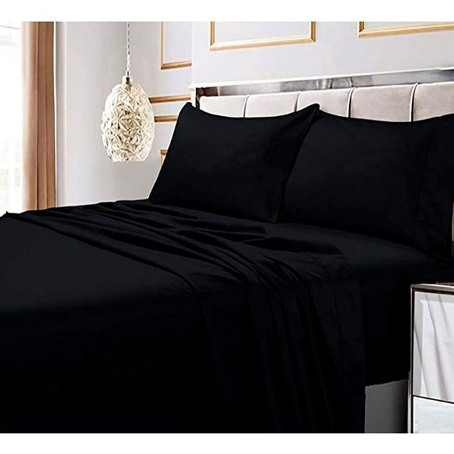 GENERICO - Sabana Premium Algodón 188 Hilos - Negro - King