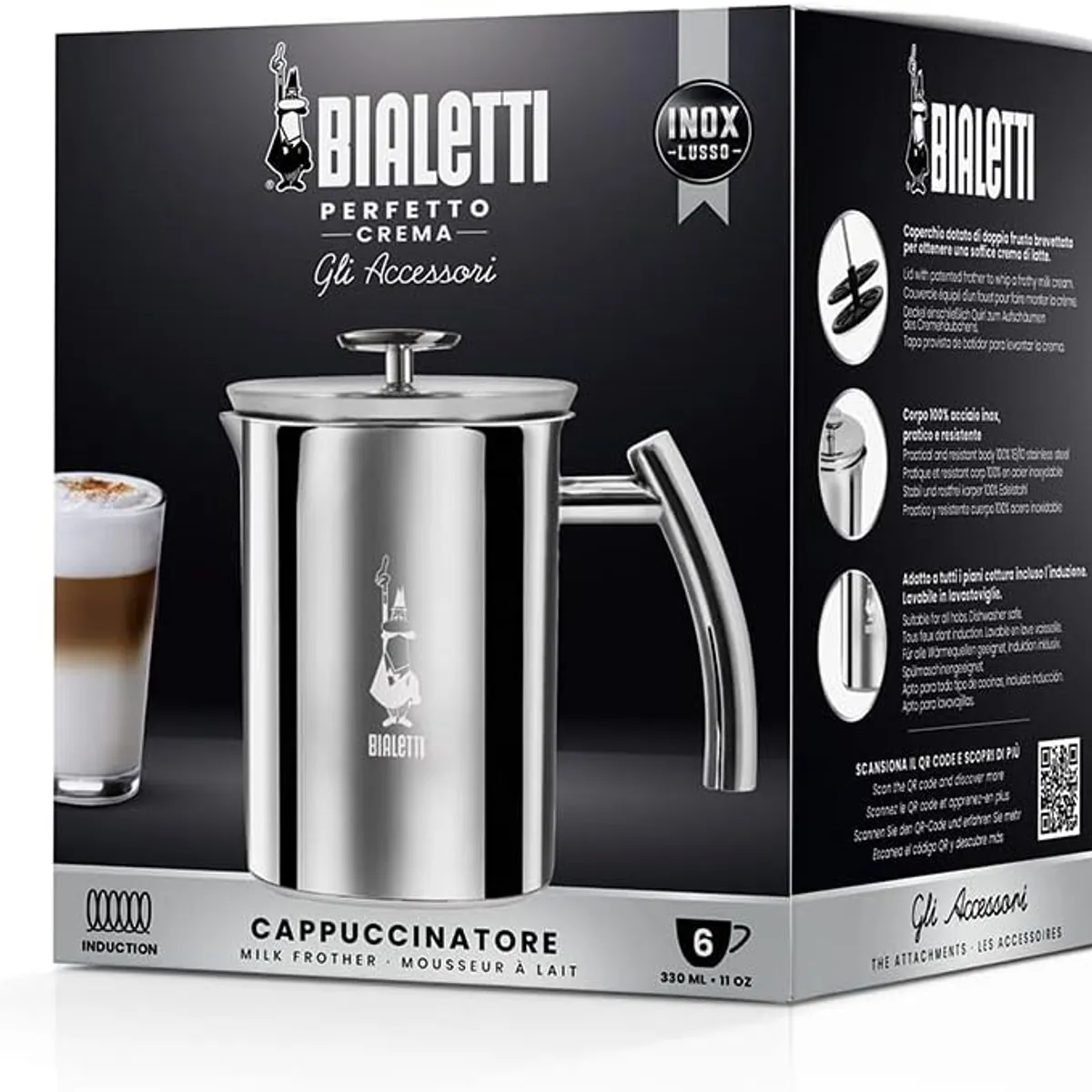 BIALETTI - Espumador para Leche de Acero Bialetti