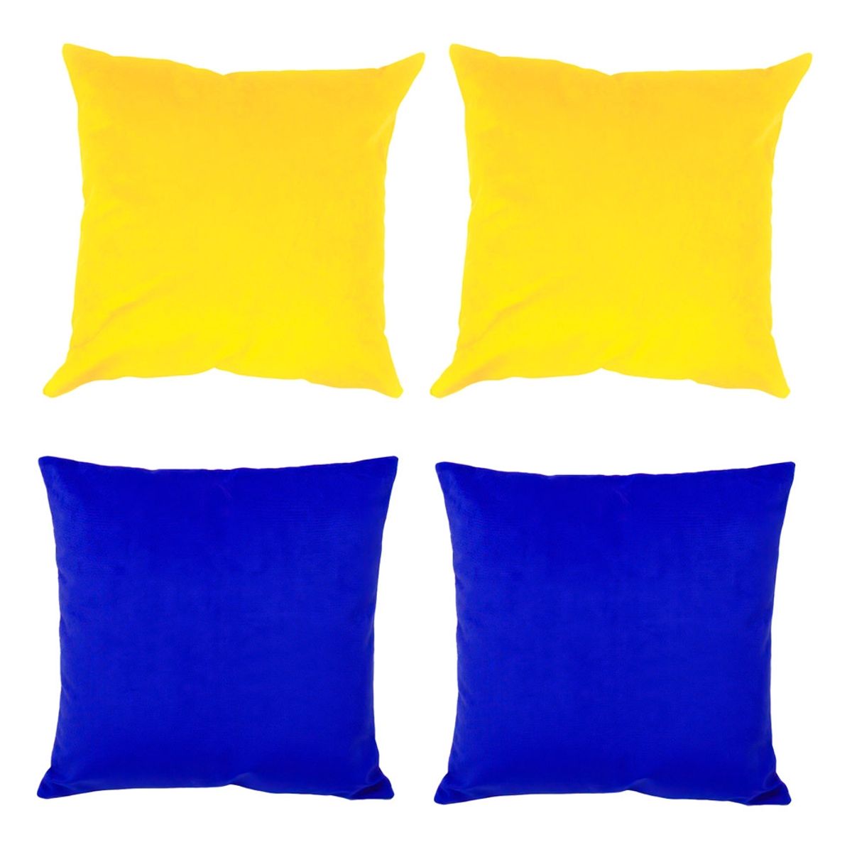 MASEL - Set 4 Cojines combinados  40X40  Felpa velvet  Amarillo y azul