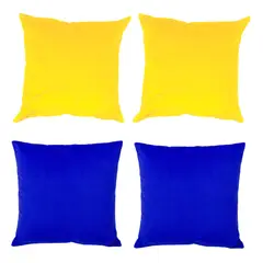 MASEL - Set 4 Cojines combinados 40X40 Felpa velvet Amarillo y azul