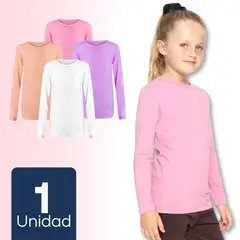 UTILISIMO - Pack 1 Camiseta Primera Capa Polera Niña Bambú Manga Larga Surtido