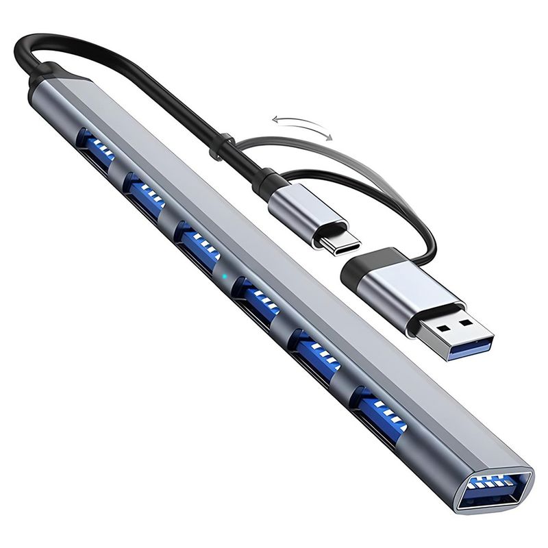 GENERICO - Hub Alargador Usb- C A 7 Puertos Usb 3.0 Alta Velocidad 5gbs.