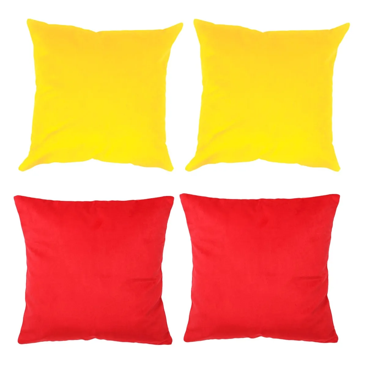 MASEL - Set 4 Cojines combinados  40X40  Felpa velvet  Amarillo y Rojo