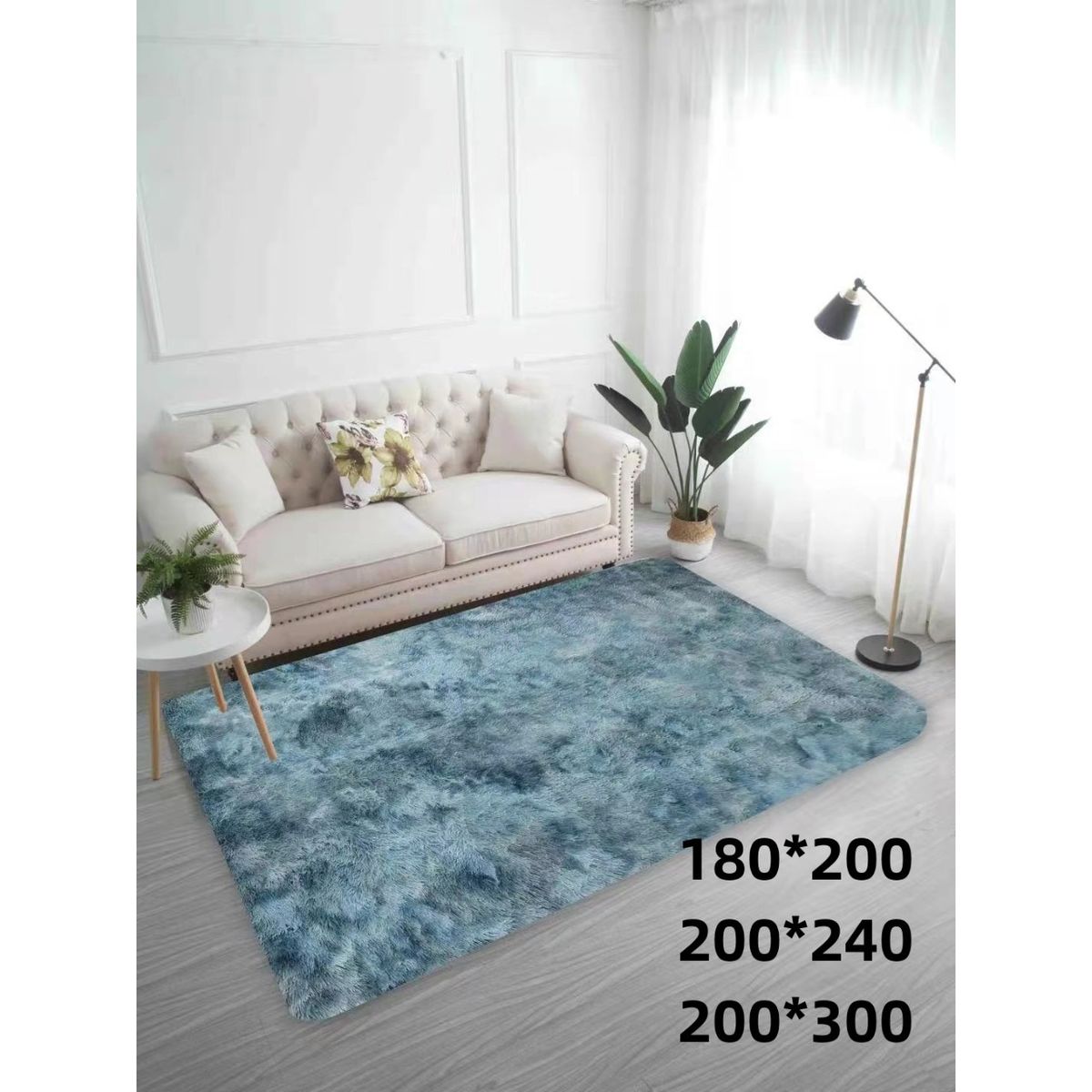 GENERICO - alfombra peluda tipo shaggy 240x200cm  azul matizado