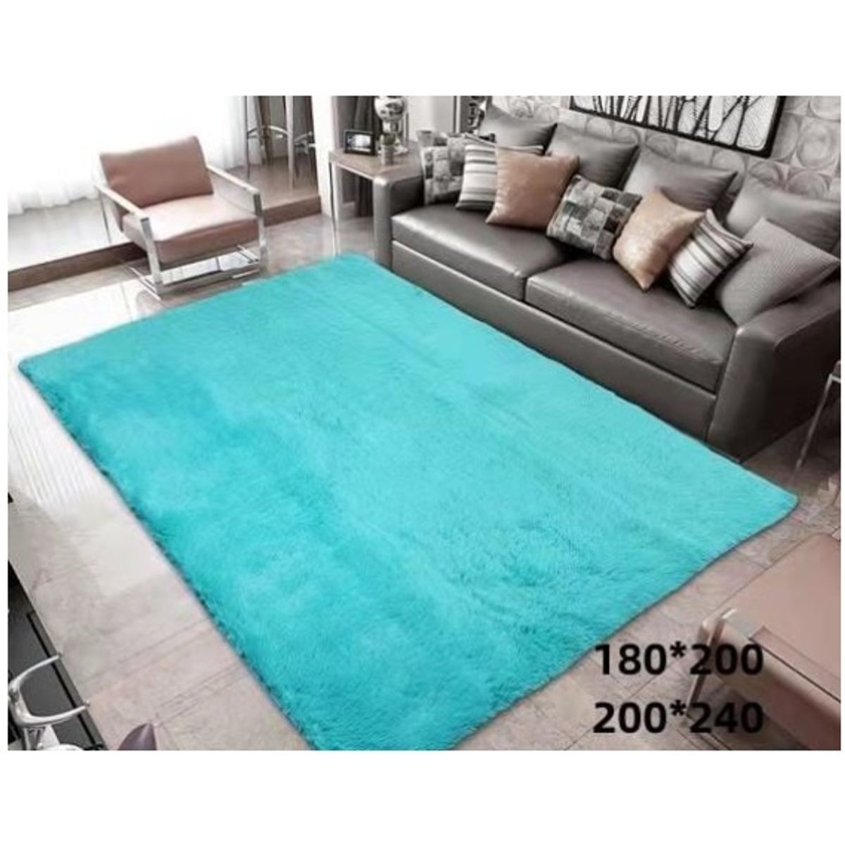 GENERICO - alfombra peluda tipo shaggy 240x200cm celeste