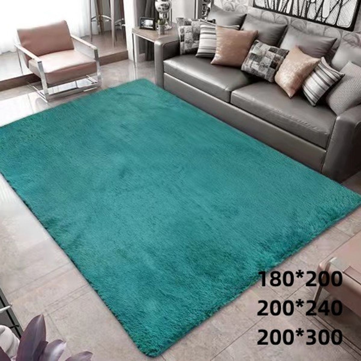 GENERICO - alfombra peluda tipo shaggy  300x200cm turquesa
