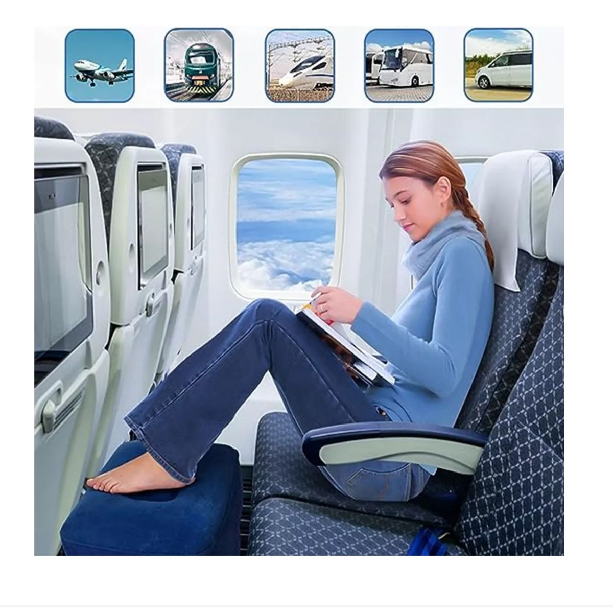 GENERICO - Almohada Cojín Cama Inflable Para Viajes Avión Auto Bus