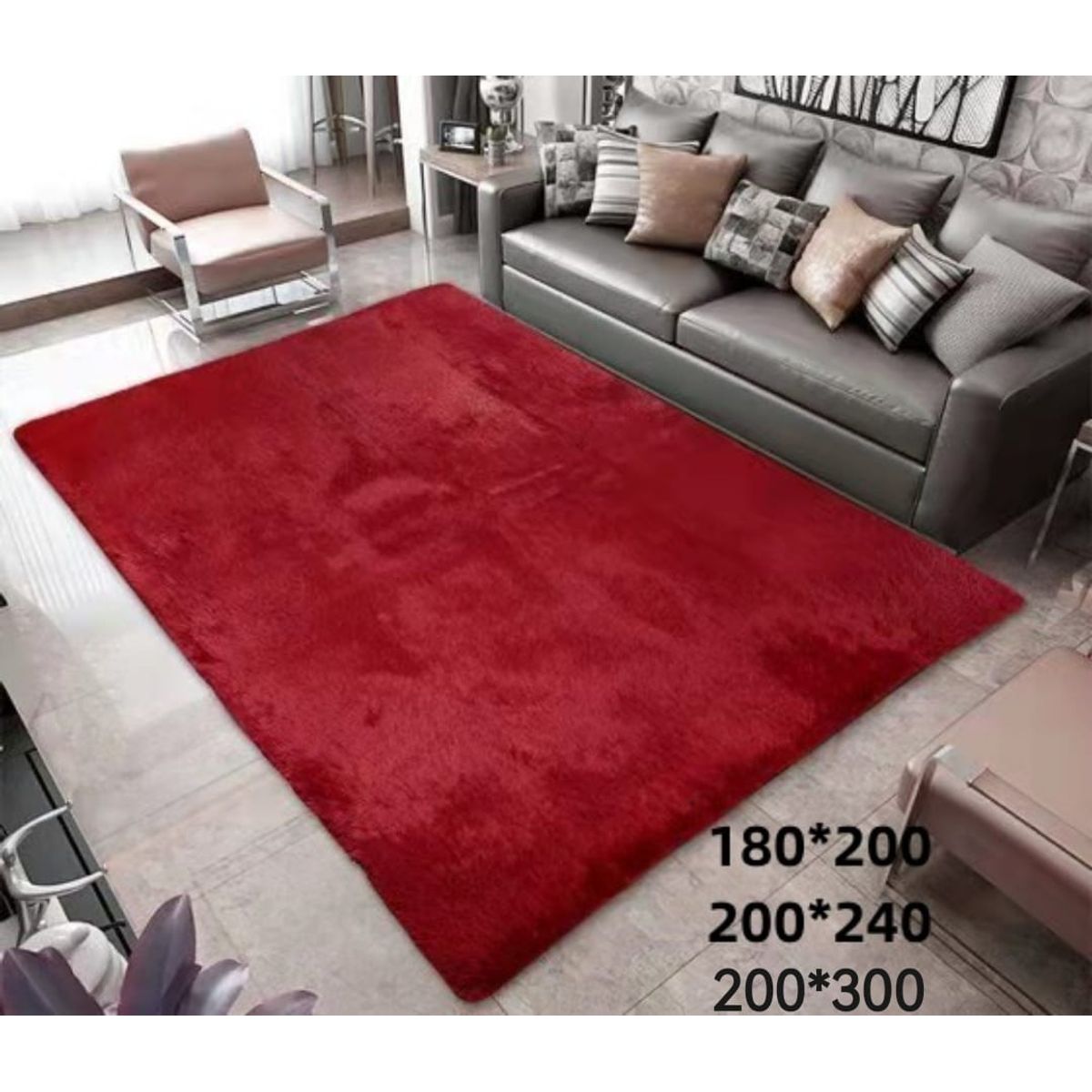 GENERICO - alfombra peluda tipo shaggy  300x200cm BURDEO