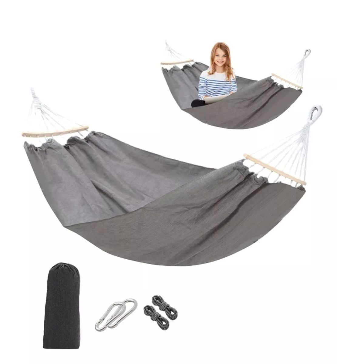 GENERICO - Hamaca Colgante Mecedora Terraza Hamaca Jardin Gris