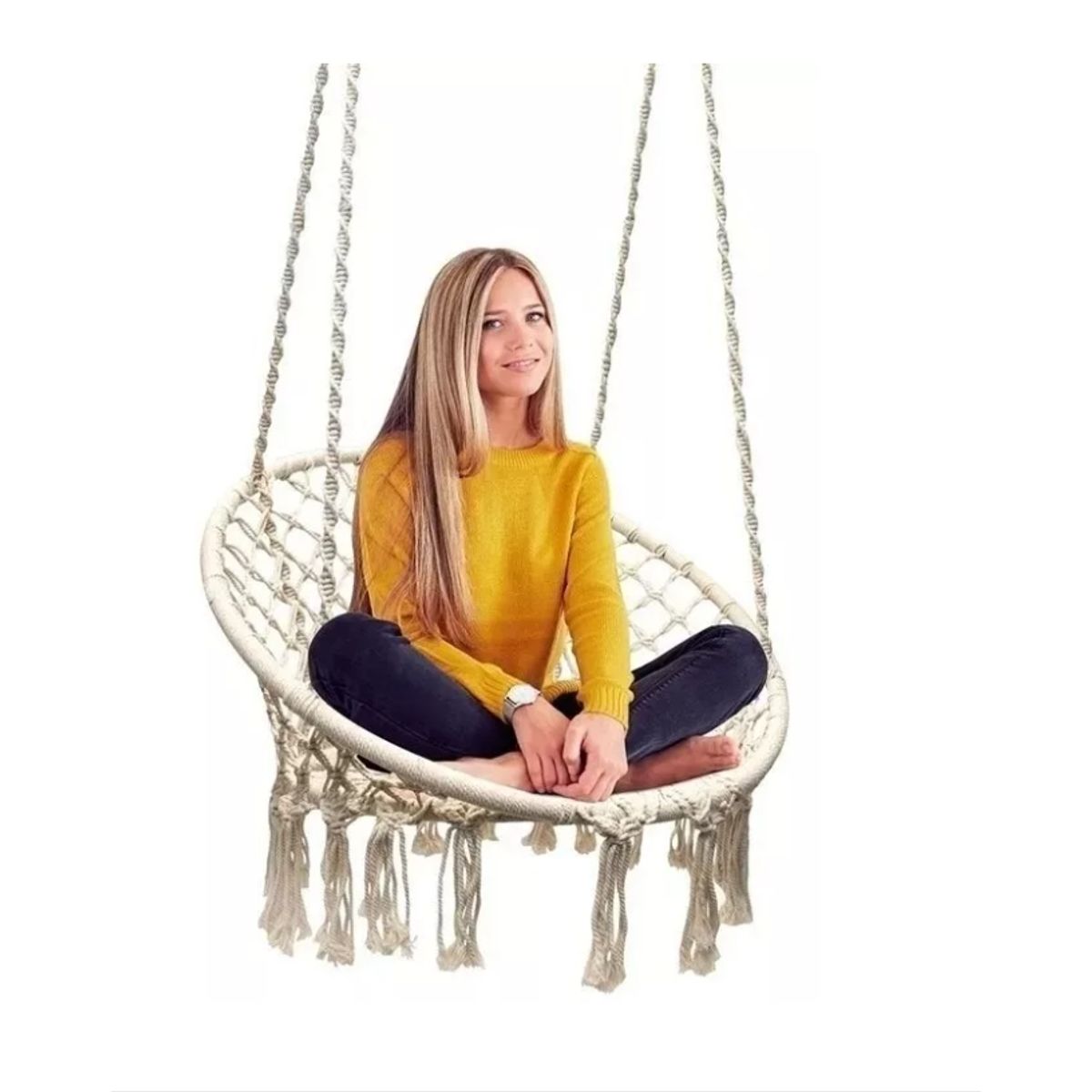 GENERICO - Silla Hamaca Colgante Para Terraza O Jardín Beige