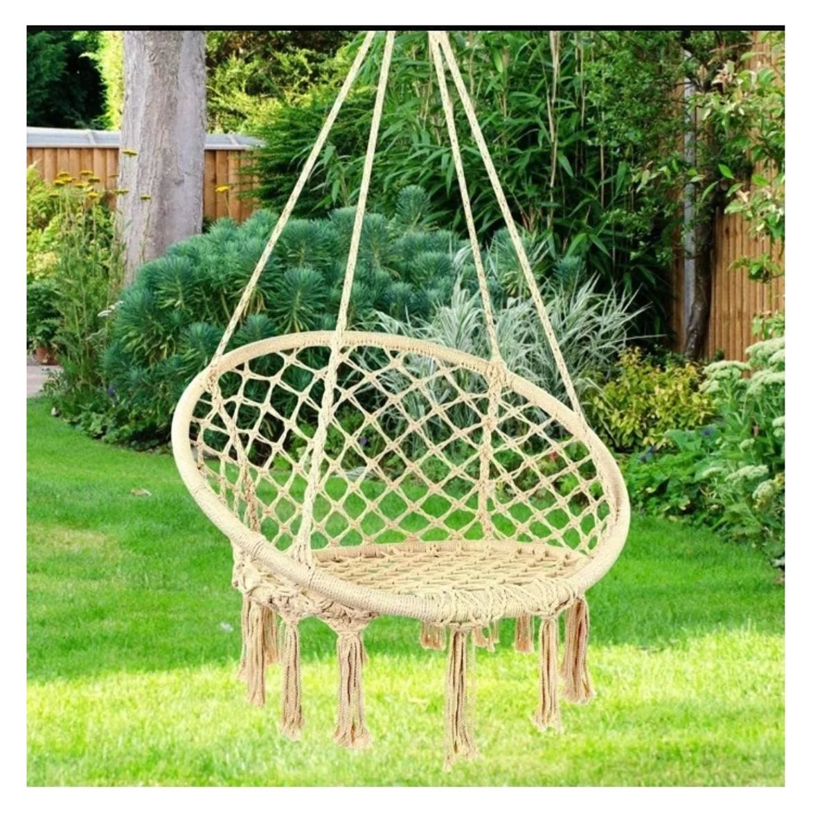 GENERICO - Silla Hamaca Colgante Para Terraza O Jardín Beige