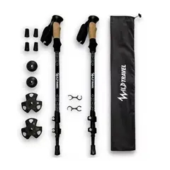 GENERICO - Bastones De Trekking Negros 2 Unidades Par Ajustable..