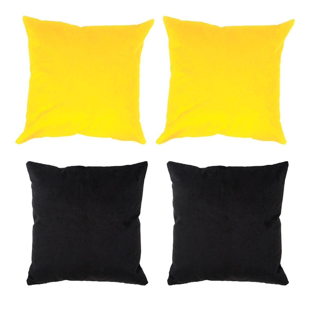 MASEL - Set 4 Cojines combinados  40X40  Felpa velvet amarillo  y Negro