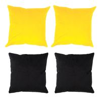 Set 4 Cojines combinados 40X40 Felpa velvet amarillo y Negro