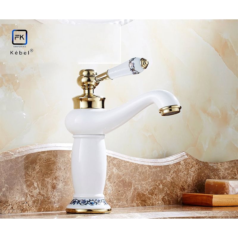 GENERICO - Llave Monomando Lavamanos Vintage White Ceramic Kébel FK