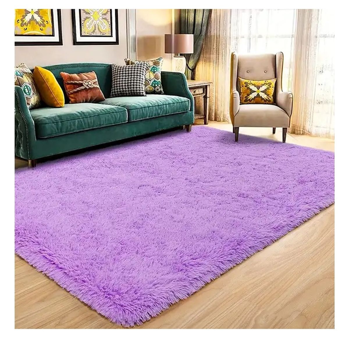GENERICO - alfombra peluda tipo shaggy 240x200cm violeta