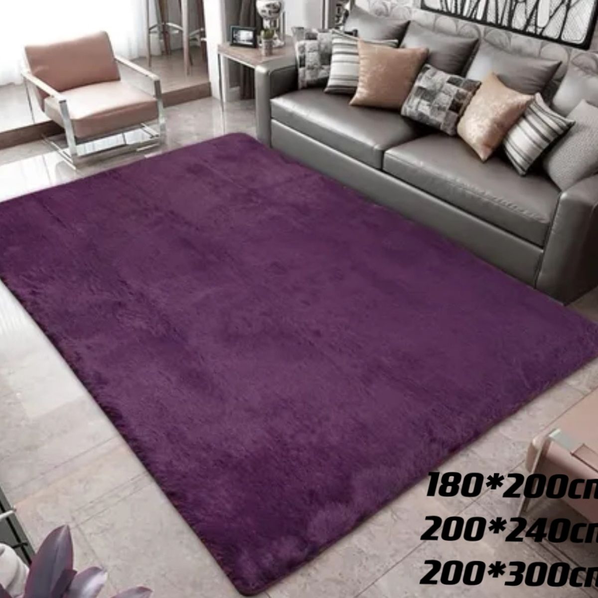 GENERICO - alfombra peluda tipo shaggy  300x200cm MORADO