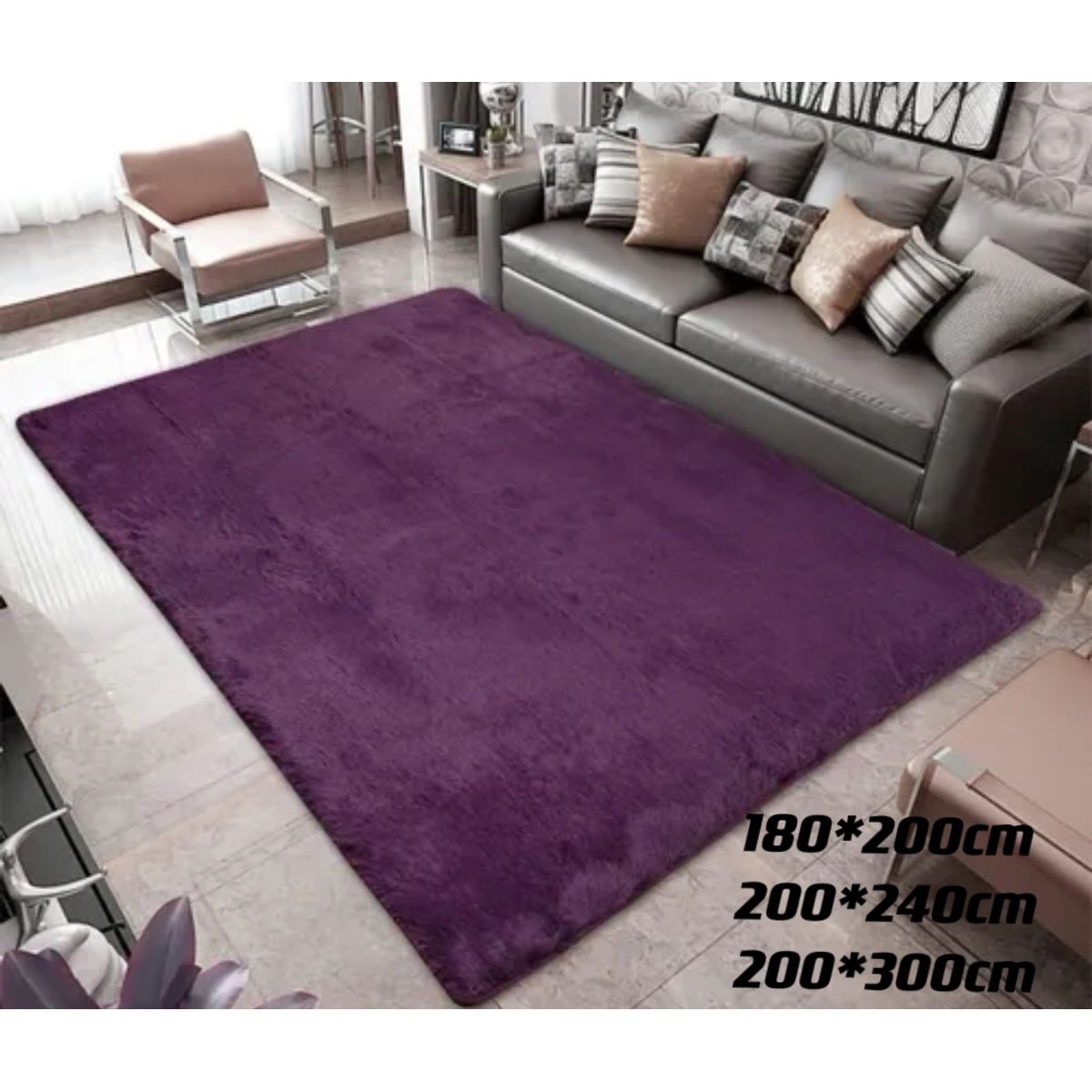 GENERICO - alfombra peluda tipo shaggy  300x200cm MORADO