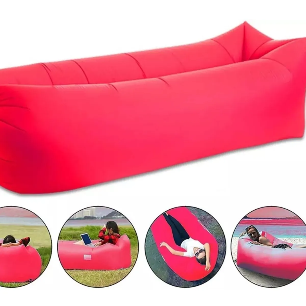 GENERICO - Sofa Sillón Inflable Tumbona Banano Camping Playa Portatil rojo
