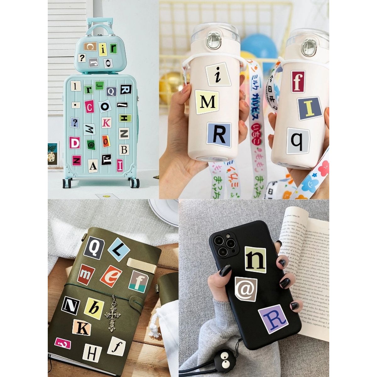 GENERICO - Stickers con estampado de letras 10 unidades al azar