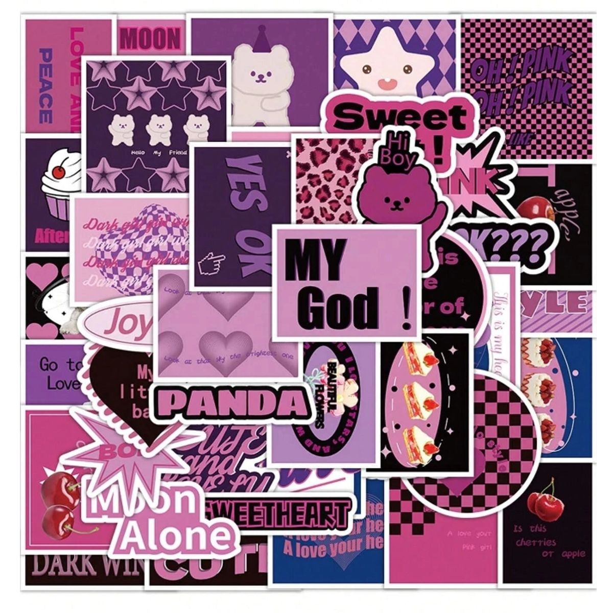 GENERICO - Stickers con estampado de slogan tiernos 10 unidades al azar