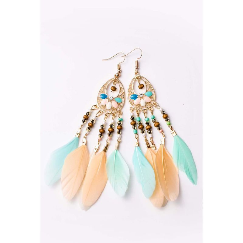 GLORIAHOON - Aros de pluma bohemian sexy Gloriahoon