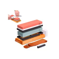 GENERICO - Base Bambú +set Piedras De Afilar 4001000 30008000 + Guía