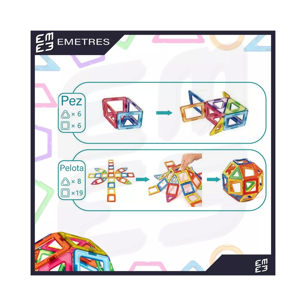 GENERICO - Set Construcción Magnéticos 3d Bloques Didácticos 84 Piezas