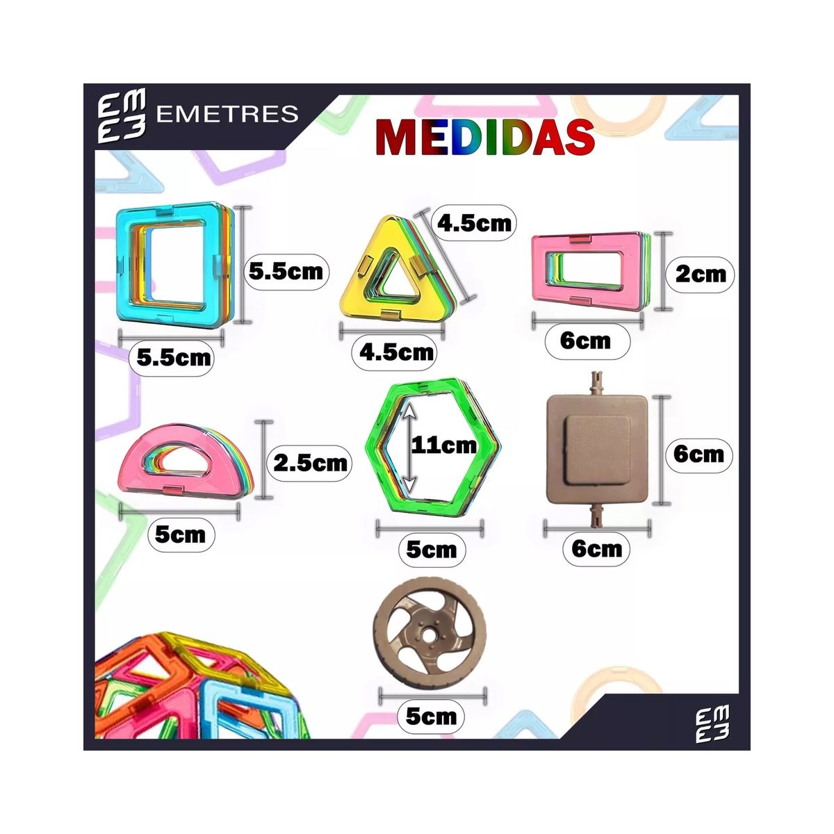 GENERICO - Set Construcción Magnéticos 3d Bloques Didácticos 84 Piezas