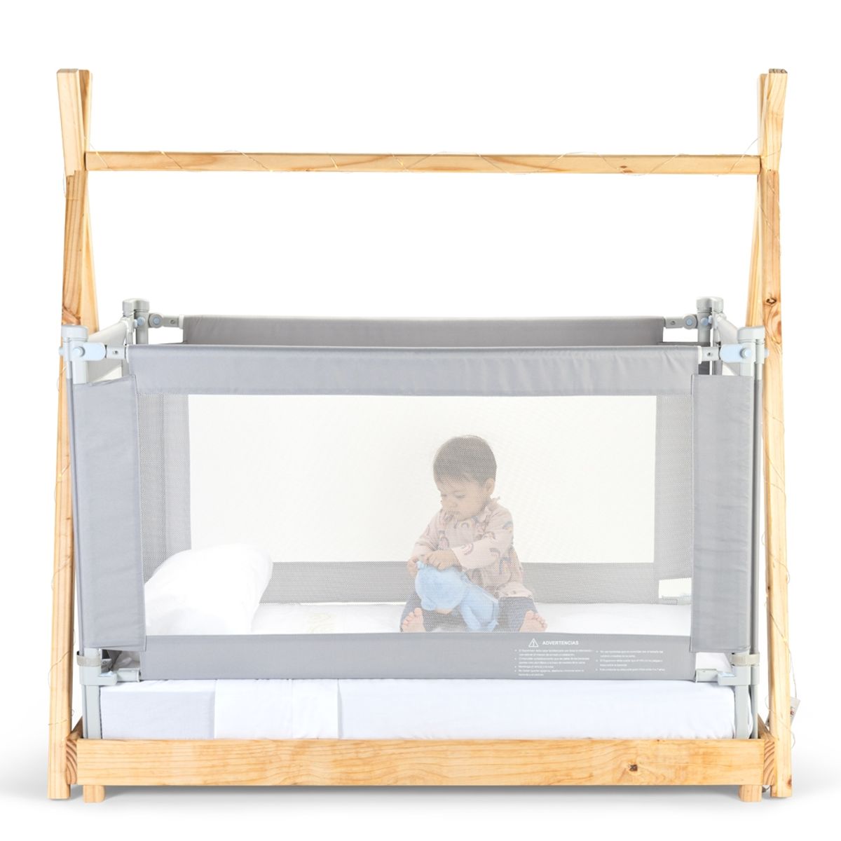 BEBE SURE - Set 4 barandas para cama 140x70 cms color gris