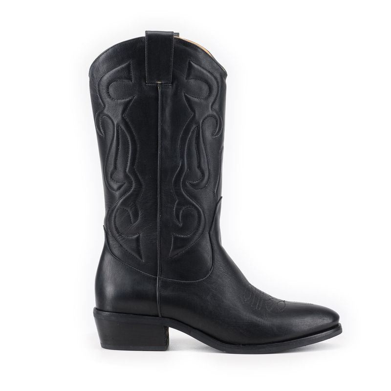 VANESSA GIL - BOTA DE CUERO VIOLETA NEGRA…