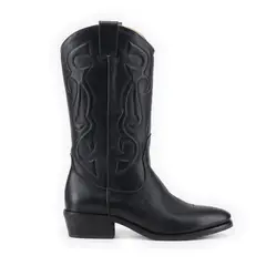 VANESSA GIL - BOTA DE CUERO VIOLETA NEGRA…